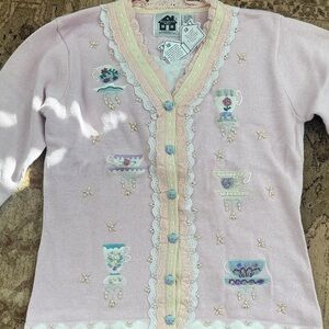 Storybook Knits Pink Embroidered Sweater